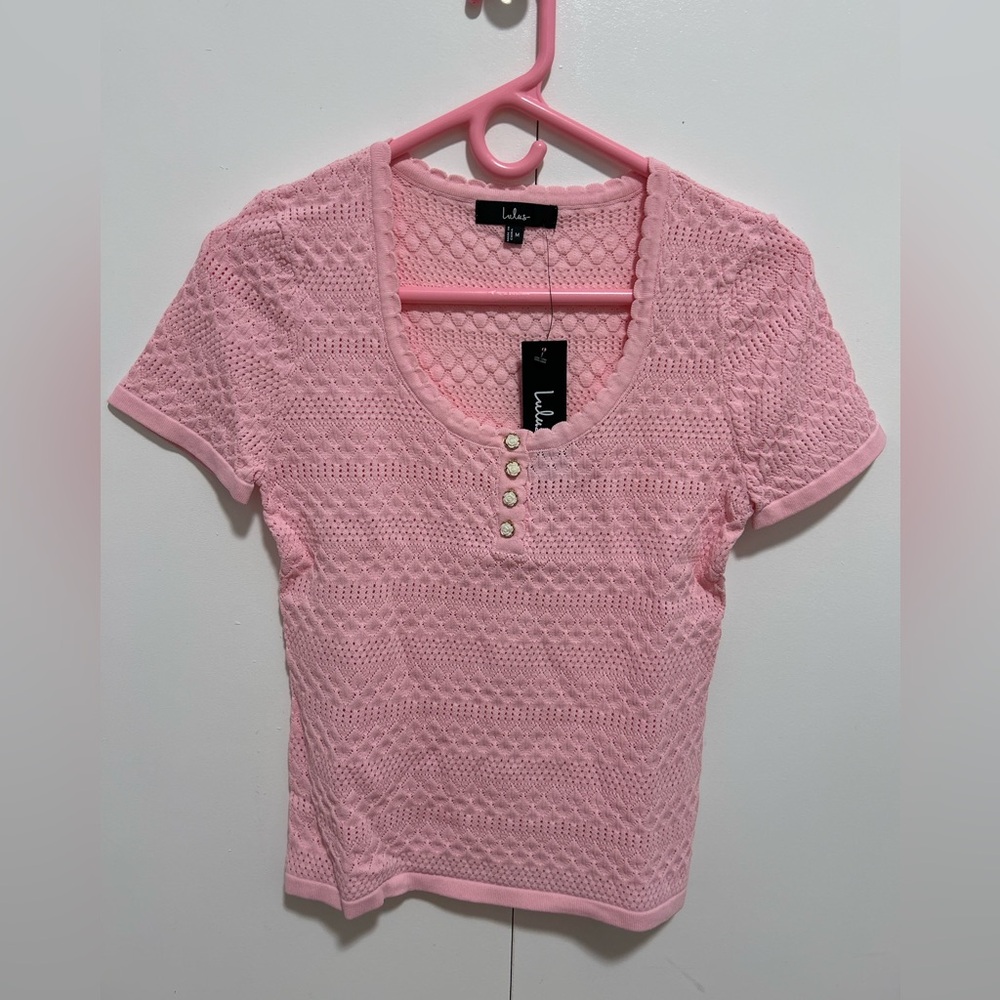 Lulu's Pink Fitted Buttoned Blouse